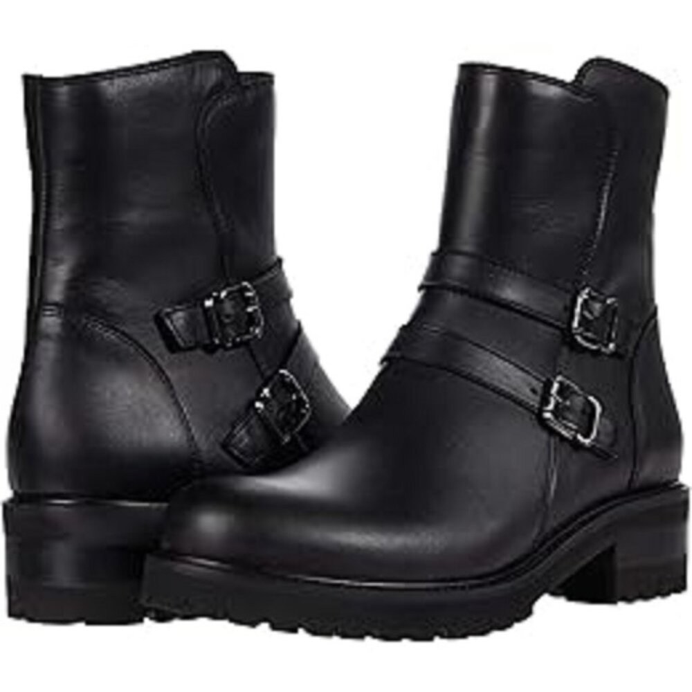 La Canadienne Calahan Black Leather Buckle Ankle Boots Size 11M NEW